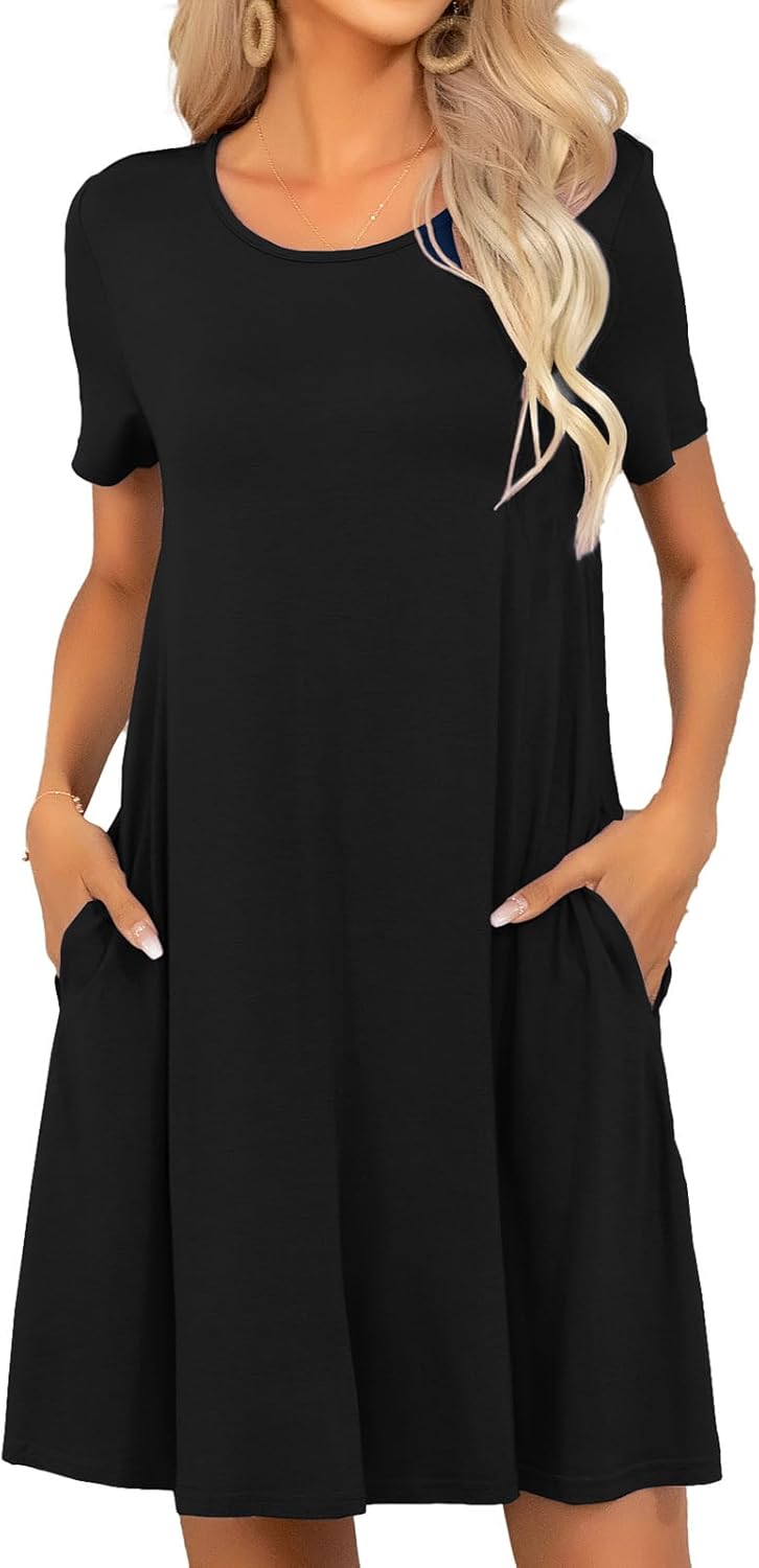 levaca Women's Short Sleeve Loose Summer Beach Casual Dress - Image 2