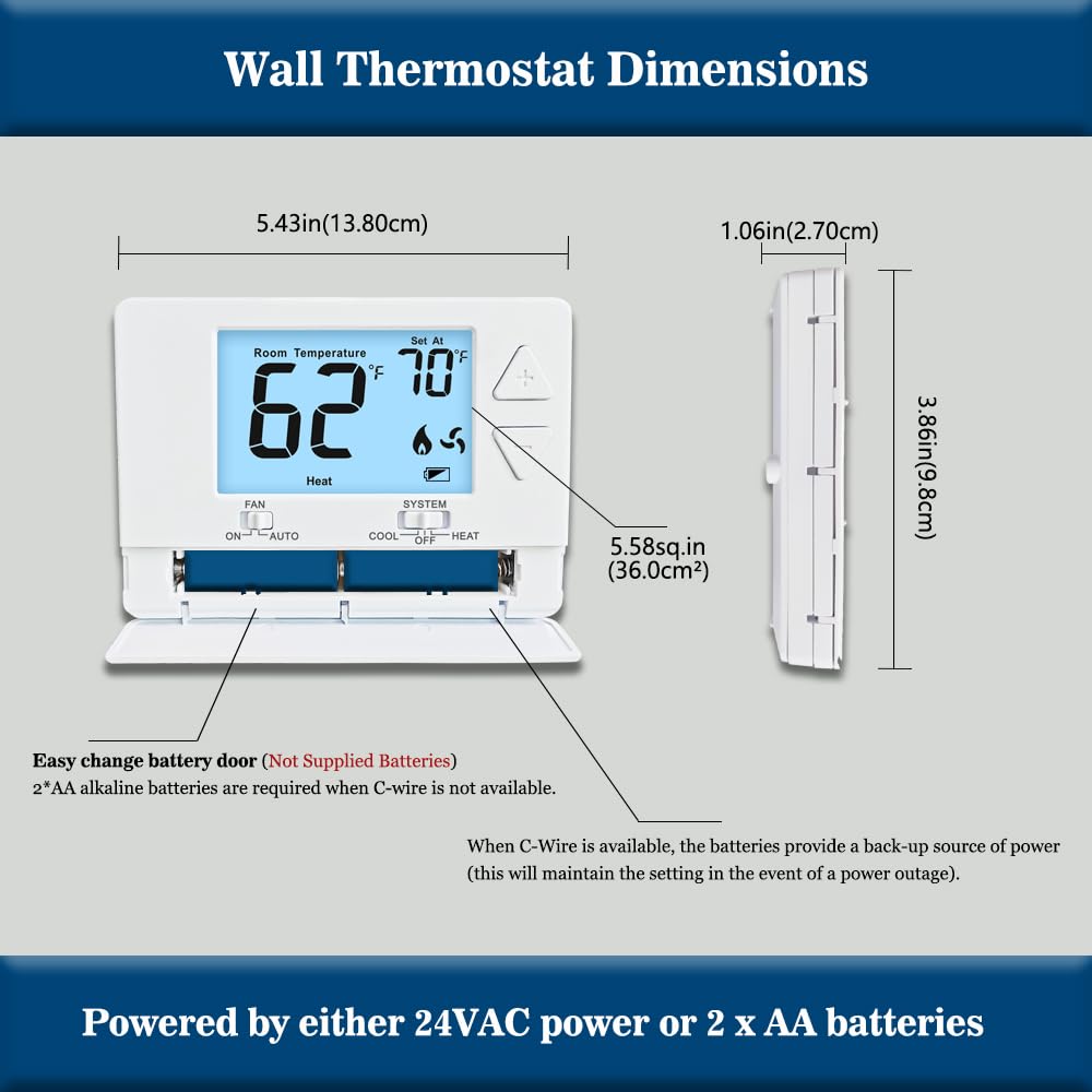 1 Heat 1 Cool Thermostat Pro1 T705 Programmable Thermostat – Single Stage 1H/1C Digital Thermostat With Blue Backlit Display Pro1 T705 Thermostat - View #4