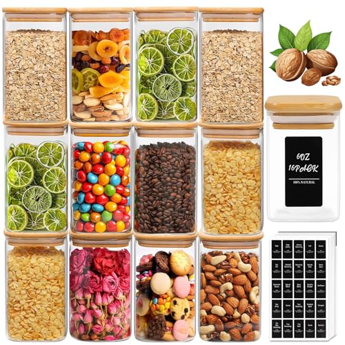 Opiniones y reviews de Tarros los mejores 10. 47 Juego de 12 Tarros de Vidrio con Tapa HerméTica: 250 Ml Recipientes Herméticos de Vidrio con Tapa- Tarro de Almacenamiento de Vidrio para Almacenar Granos de Café Harina Azúcar...