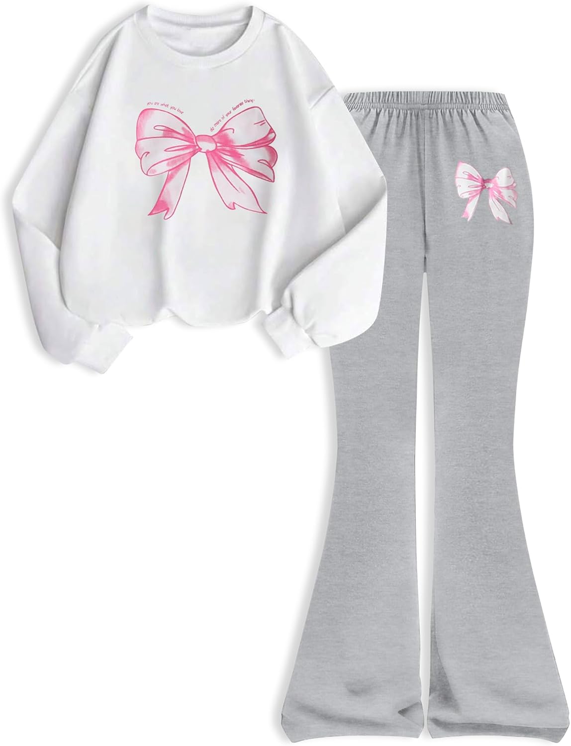 Kid Girls Clothes 2 Piece Outfit Butterfly Sweatshirt & Flare Leg Pants Fall Winter for Girl Cute Set