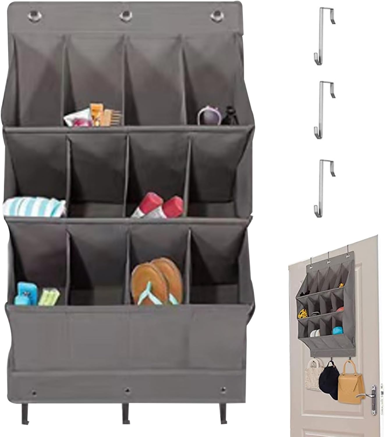 Over Door Shoe Storage with 12 Pockets All-Purpose Wall Mounted Hanging Shoe Storage 600D Oxford Over Door Shoe Organizer for Closet and Dorm Door, Over Door Shoe Rack, Standard