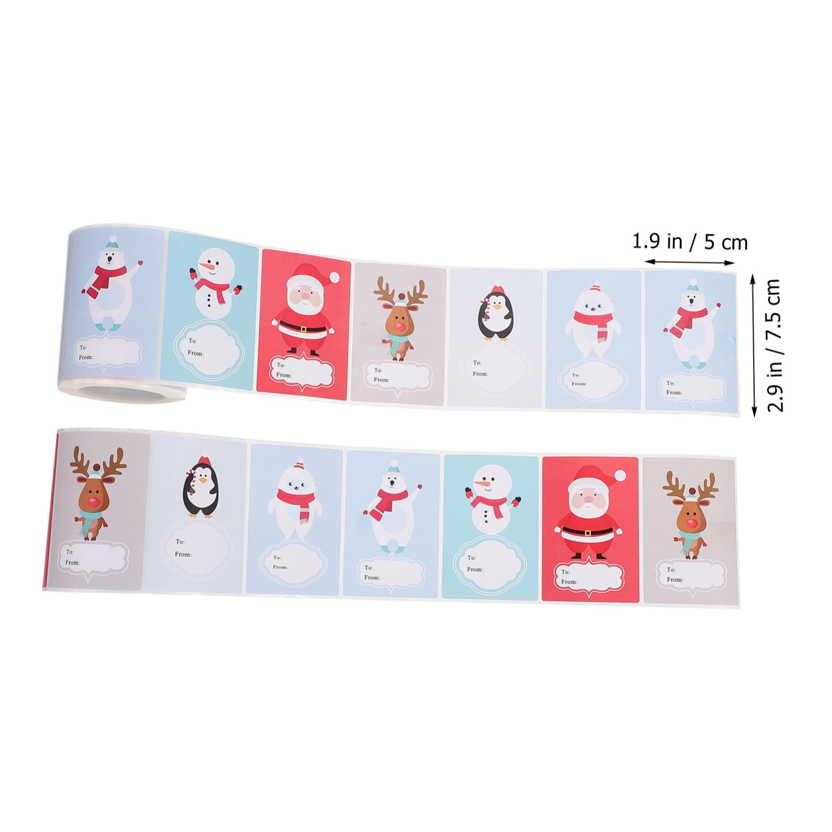 Angoily 4 Rollen Weihnachtsaufkleber Selbstklebende Sticker mit Buntem Weihnachtsmuster Langlebig Einfach zu Kleben für Geschenke Karten DIY Dekoration und Festliche Verpackungen