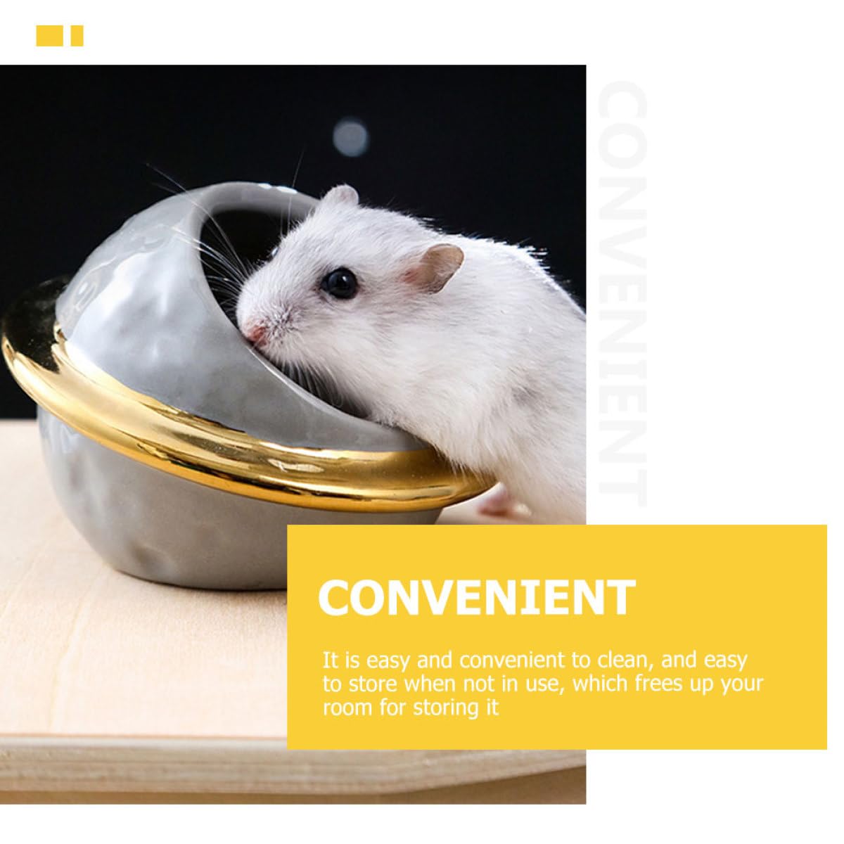 jojofuny Hamster Keramik Futternapf Satz Weltraum Thema mit Trinkflasche Keramikbadewanne und Versteck Sicher und Glatt für Zwerghamster und Kleintiere Zubehör