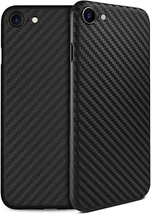 doupi UltraSlim Funda para iPhone 8/7 (4,7 Pulgadas) Carbon Fiber Look Fibra de Carbono ?ptica, Finamente Estera Ligero Estuche Protecci?n, Negro