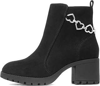 Girls Black Heeled Heart Boot