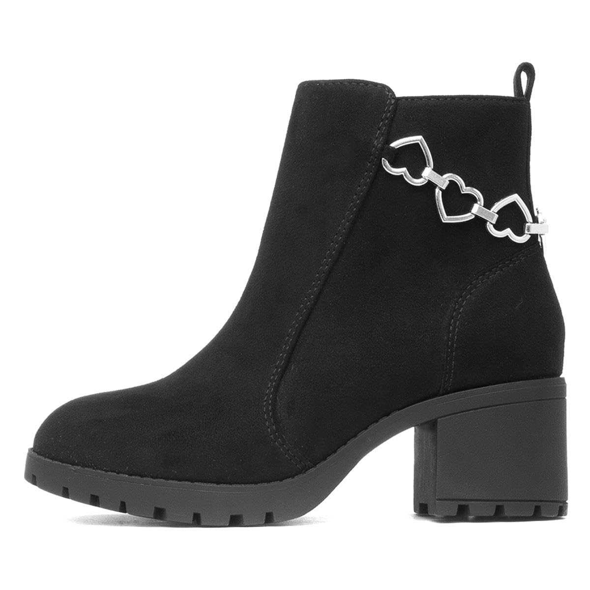 Girls Black Heeled Heart Boot
