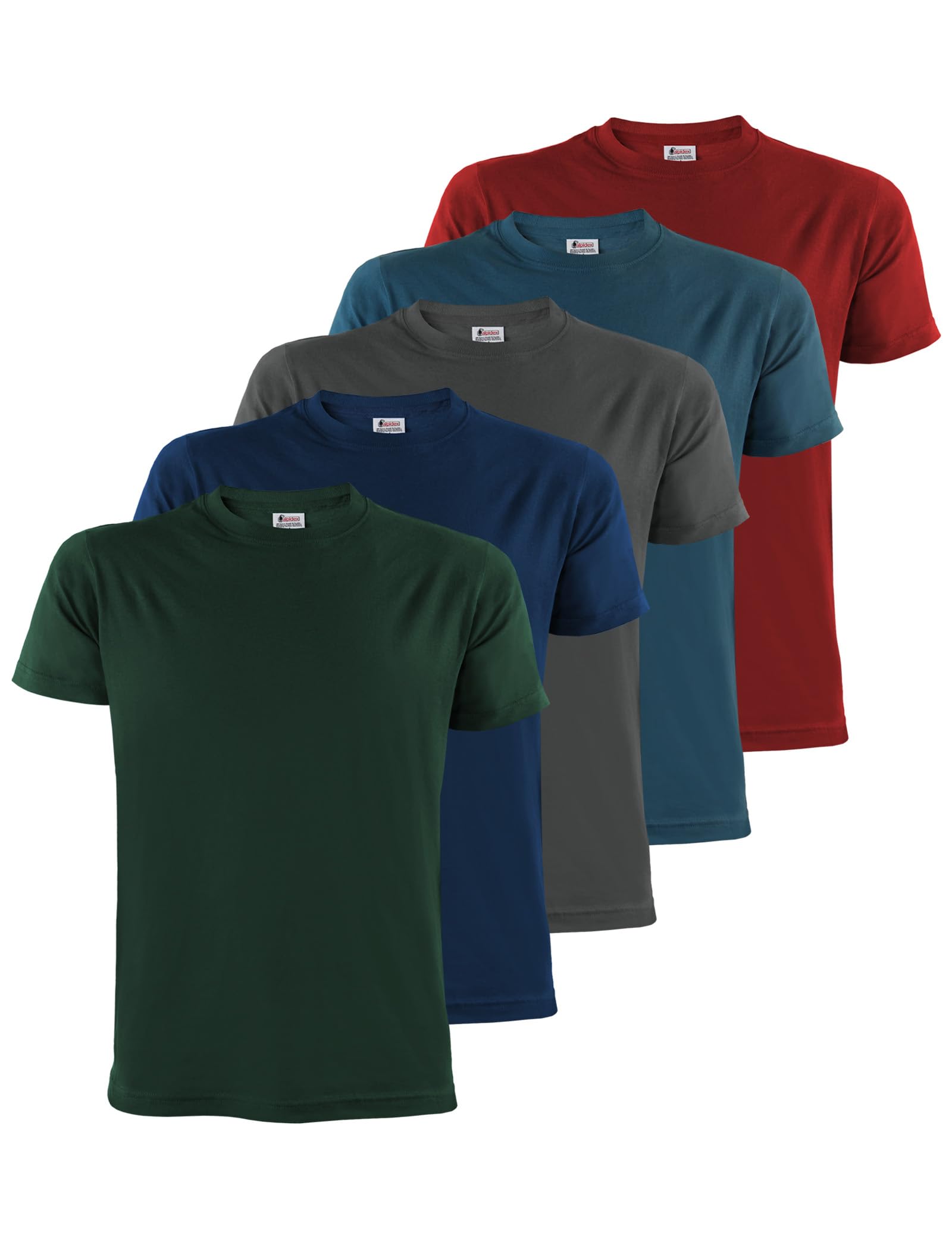 ALPIDEX T-Shirt Magliette da Uomo Confezione da 5 con Girocollo - Taglie S M L XL XXL 3XL 4XL 5XL