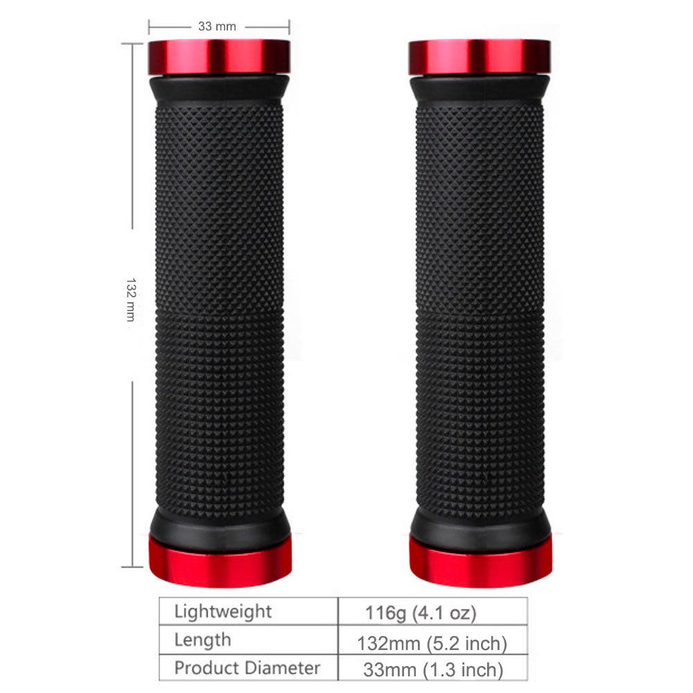 LYCAON - Puños Para Manillar De Bicicleta (Par) - Doble Cierre De Aluminio, Antideslizantes, Para MTB/BMX/Triciclo