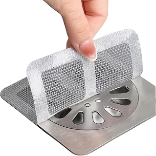 30Pcs Disposable Shower Drain Hair Catcher 4"x4" Shower Drain Mesh Stickers | Drain Hair Catcher Mesh Stickers for Bathroom Accessories, Kitchen, Sink, Bathtub