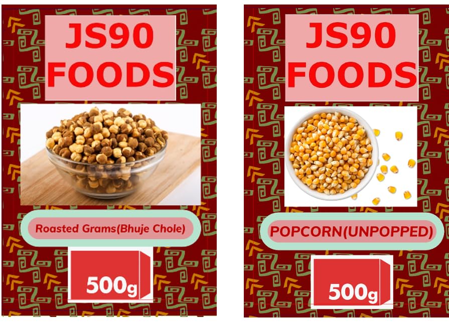 JS90 Foods Combo, 500g Roasted Chana With Skin and 500g Raw Unpopped Popcorn, 100% VEG STORE.-picture-32