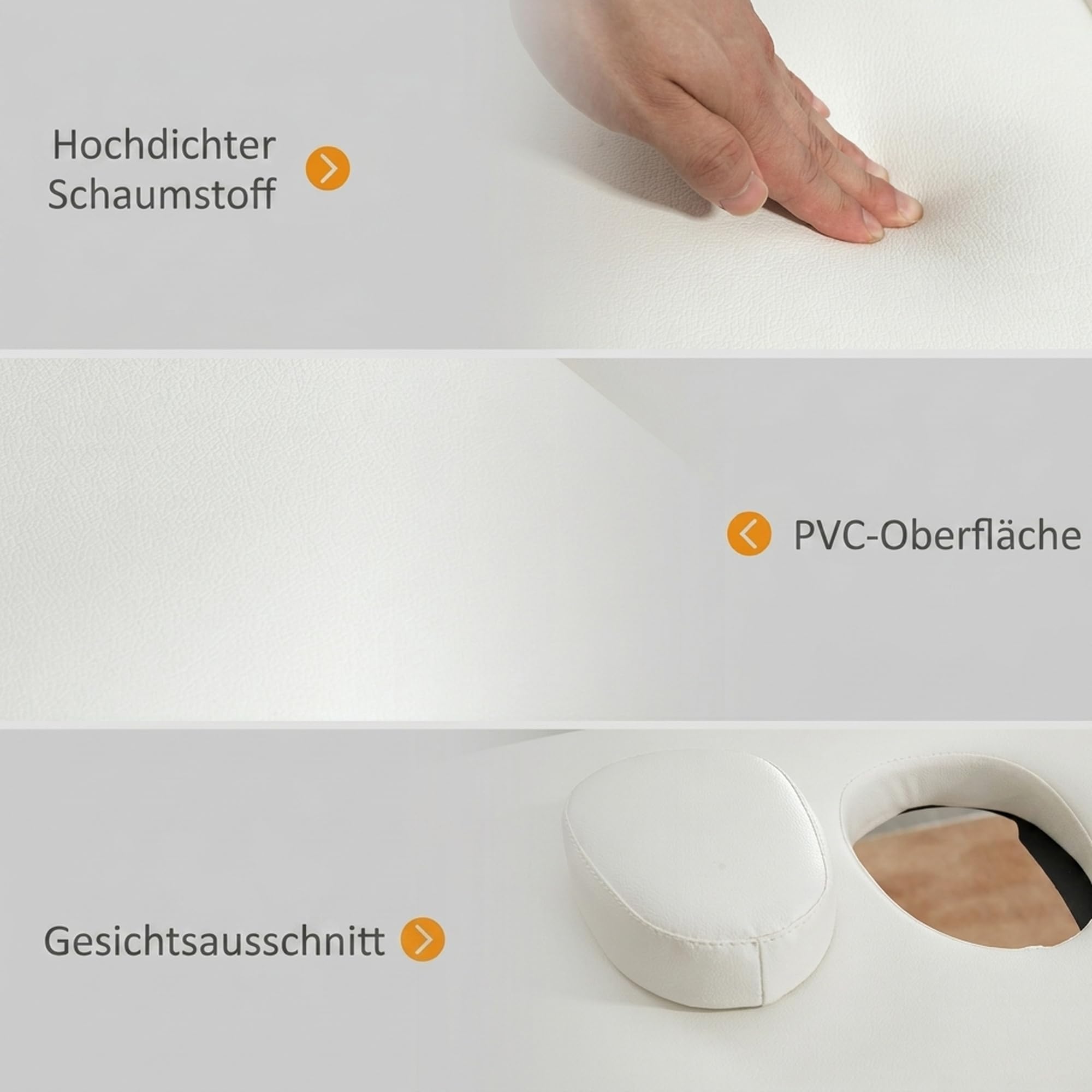 HOMCOM Mobile Massageliege 2 Zonen Klappbar Höhenverstellbar Cremeweiß