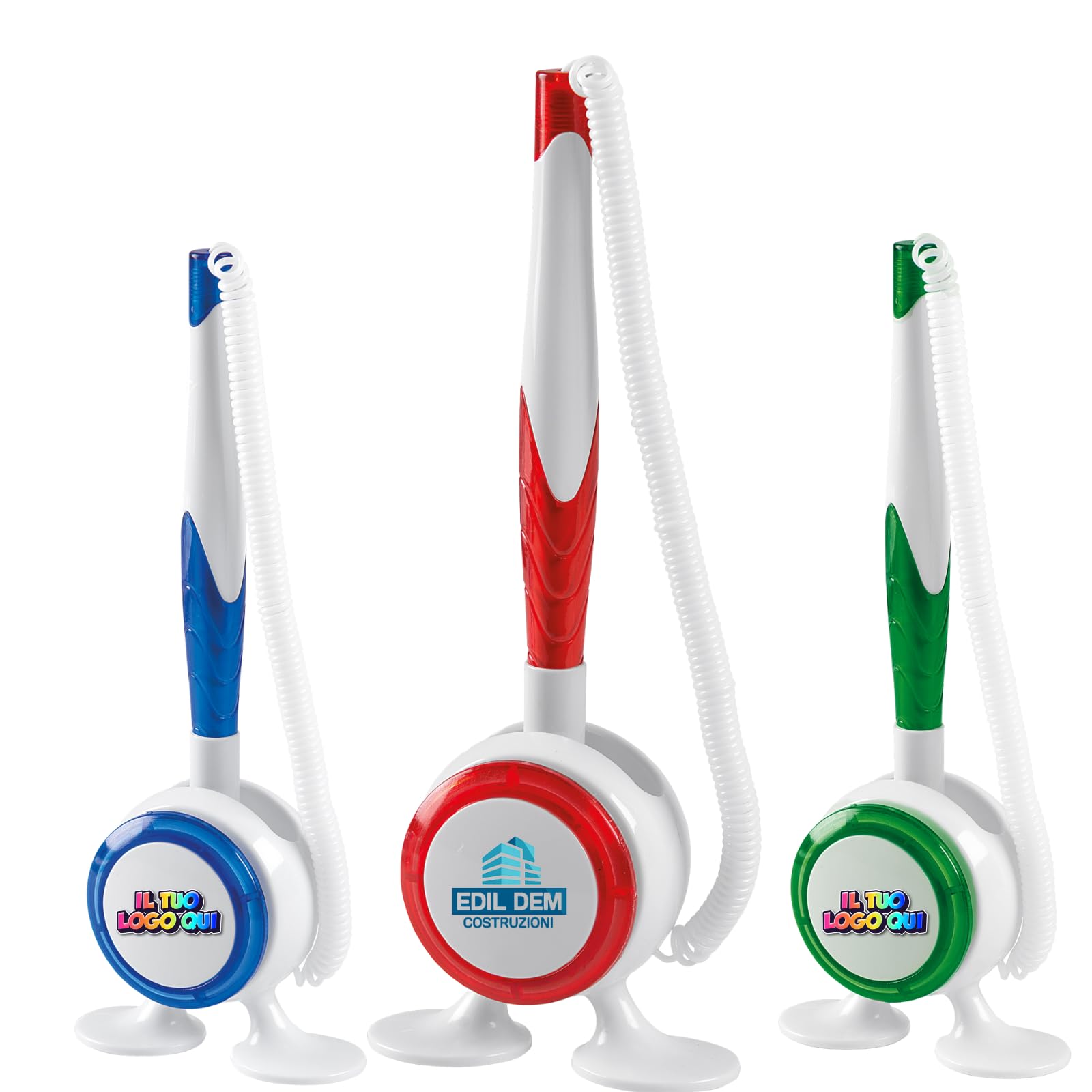 D&Vlab Stiloforo Orientabile con Supporto Spirale per penna a sfera da Scrivania Personalizzato con Logo Nome Scritte in plastica resistente (25)