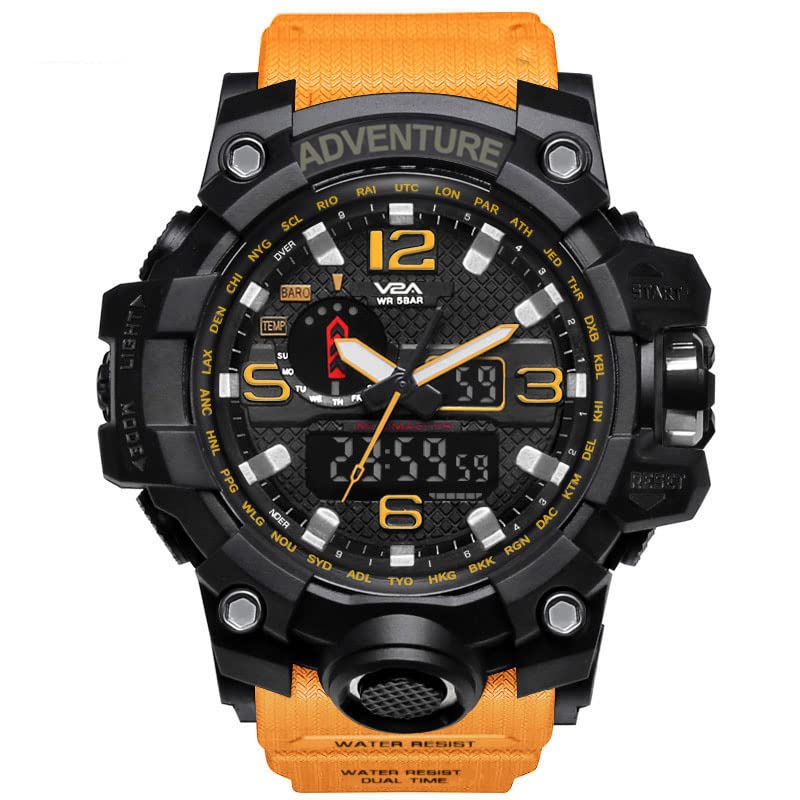 V2A Analogue - Digital Men's Watch (Black Dial Blue Colored Strap)