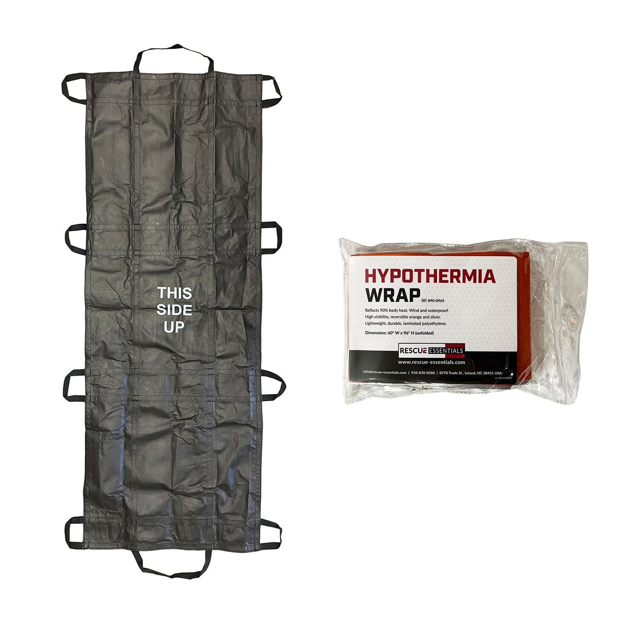 The Original Rescue Essentials Quiklitter Casualty Evacuation Device with Hypothermia Blanket, Oversized 60" x 96" Mylar/Lightweight Polyethylene Orange Fabric