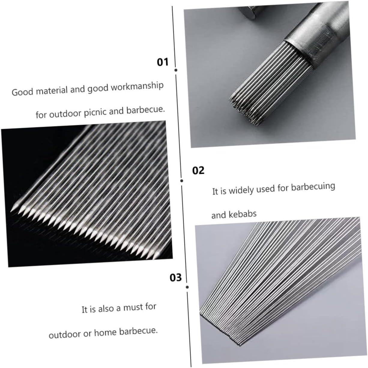 100pcs Bbq Grilling Tool Kit Round Stainless Steel Skewers Easy to Use and Clean