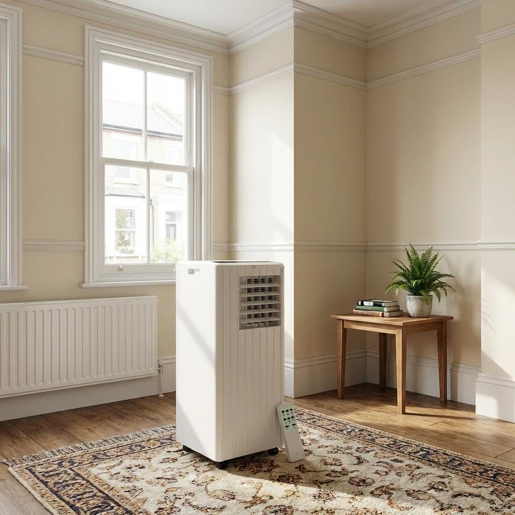 Garveemore White 9000 Btu Portable Air Conditioner, 3-In-1 Mobile Air Con Unit, 42L/Day Dehumidifier, Rapidly Cools 37M², Energy Class A, 24H Timer, Freestanding Ac, Window Kit & Remote