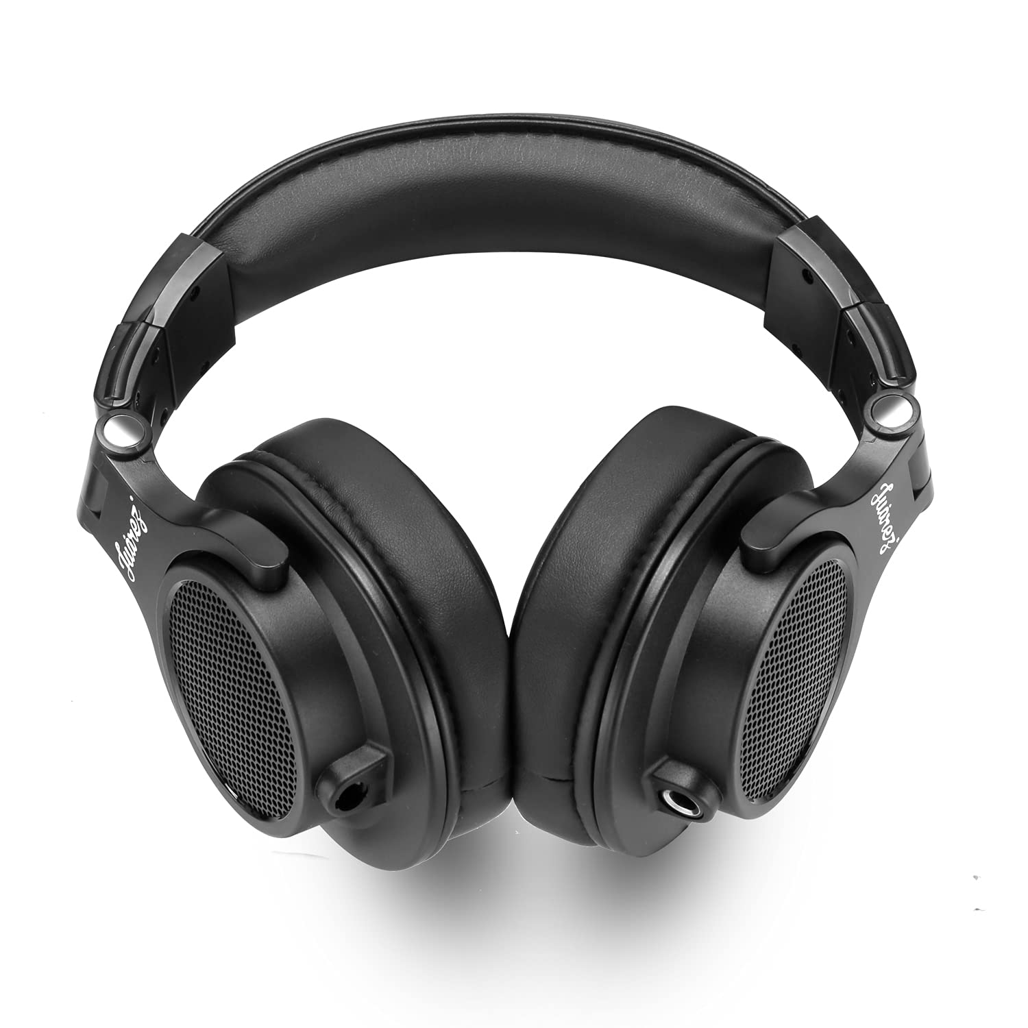 Juarez JRDJ400 Casque DJ filaire avec micro - Pilotes en néodyme de 40 mm, double jack 3,5 mm/6,35 mm, design pliable, câble enroulé et droit, Shareport, isolation du bruit, noir