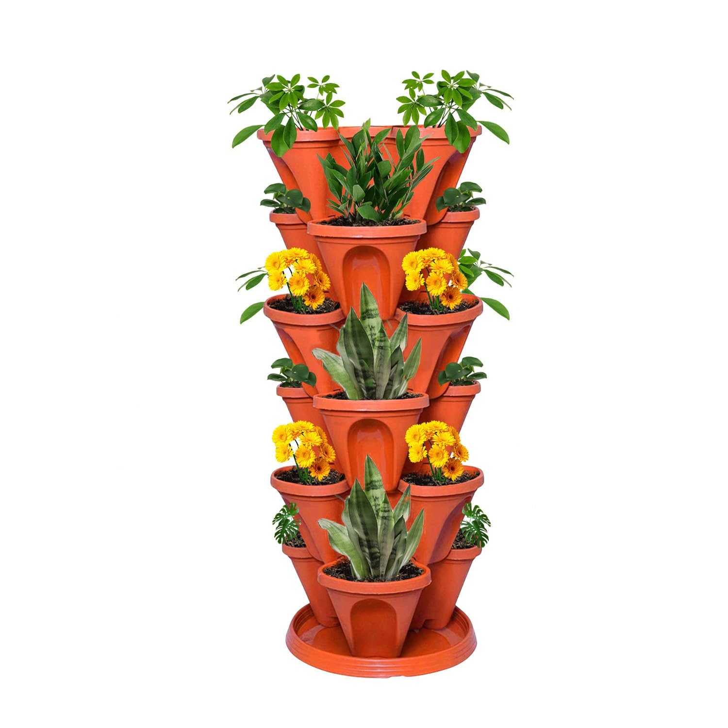 GARDENS NEED Plastic Pot, Red, Terracotta, Standard, 7 Pieces-image-32