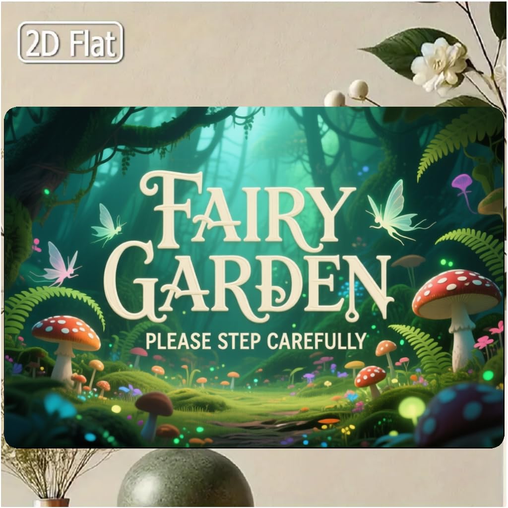 Enchanted Fairy Garden Mushroom Tin Sign, 8x12 Inch