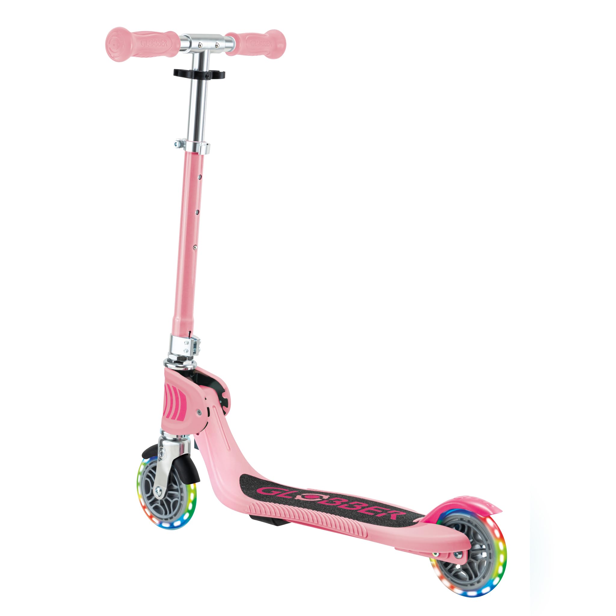 Globber Flow Foldable Junior Lights – Tretroller mit 2 Rädern faltbar – mit verstellbarem Lenker und leuchtenden Rädern – ab 3 Jahren – für Kinder