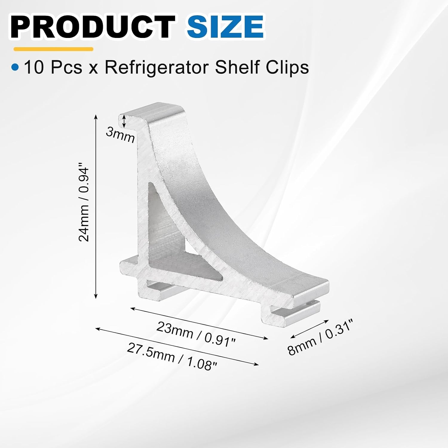 uxcell 10Pcs Refrigerator Shelf Clips, 0.9" Aluminum Freezer Shelving Pegs Replacement Cooler Rack Support Brackets for Home Refrigerators Shelves Secure, Silver image 2
