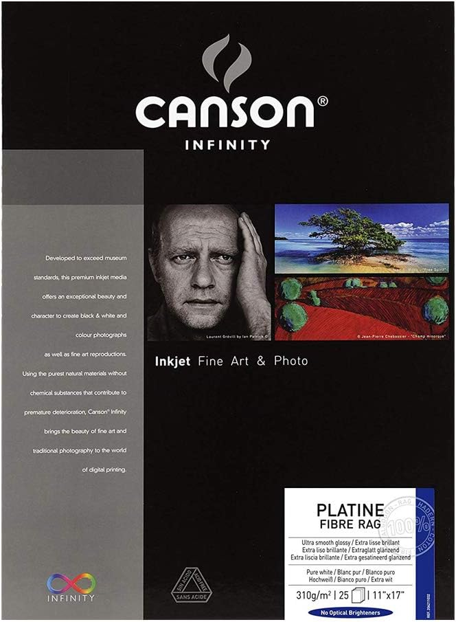 Infinity Platine Fibre Rag Fine Art Paper, 310 Gram , 11 x 17 Inch, 25 Sheets