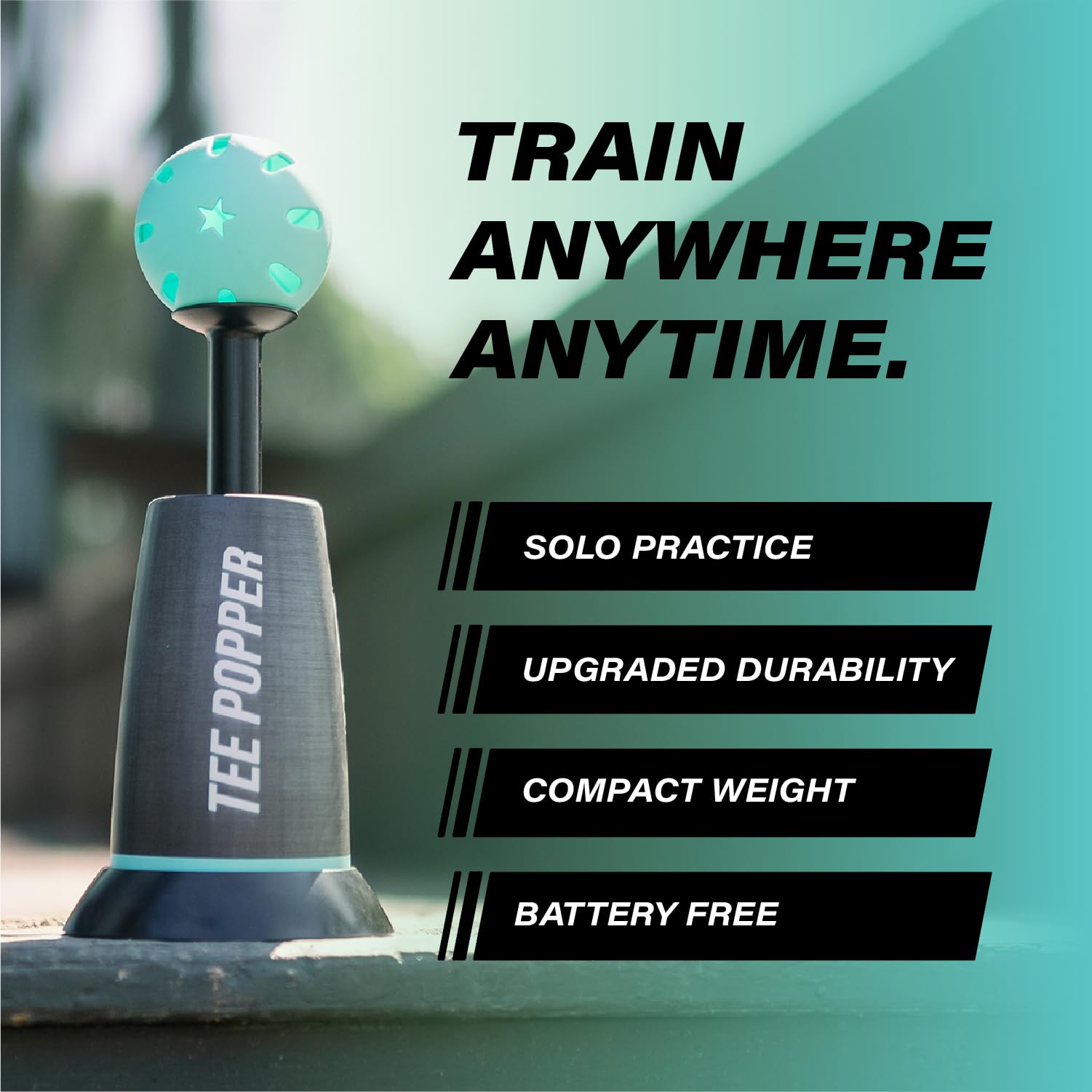 Bandit Sports Tee Popper, Durable Nylon Strength, Batting Tee for Perfect Swings, Baseball Training for Hitting Without a Pitcher 1 Popper Ball Included - 3