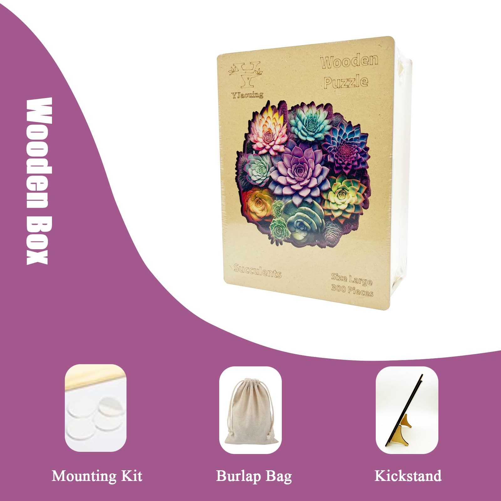 Wooden Jigsaw Puzzles For Adults - 300 Piece Plant Shaped Premium Puzzle