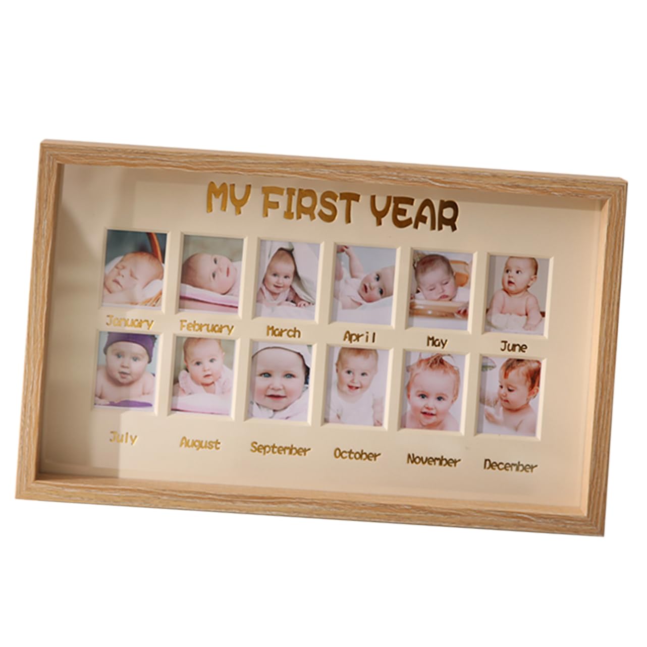 KOMBIUDA Baby Growth Picture Frame First Year Photo Holder 12 Milestone Frame Unique Design Fun Eye-catching Home Dec