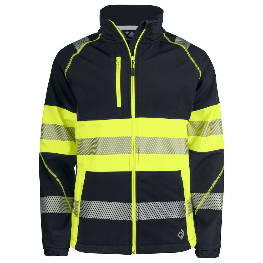 6443 - Chaqueta softshell con rayas reflectantes segmentadas EN 20471, chaqueta de protección de advertencia clase 1