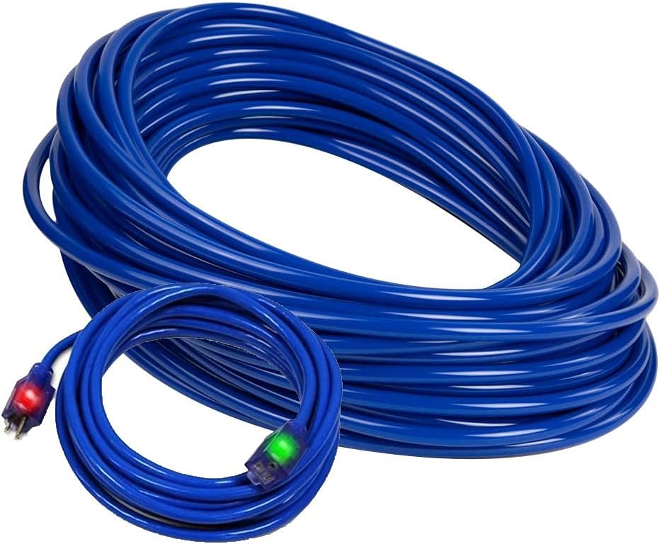 12/3 Extension Cord 100 ft – Heavy Duty Outdoor/Indoor Waterproof Power Cord, 12 Gauge 3-Prong SJTW with Lighted End, 15 Amp 1875W, ETL Listed – Great for Garage, Garden, Home & Tools