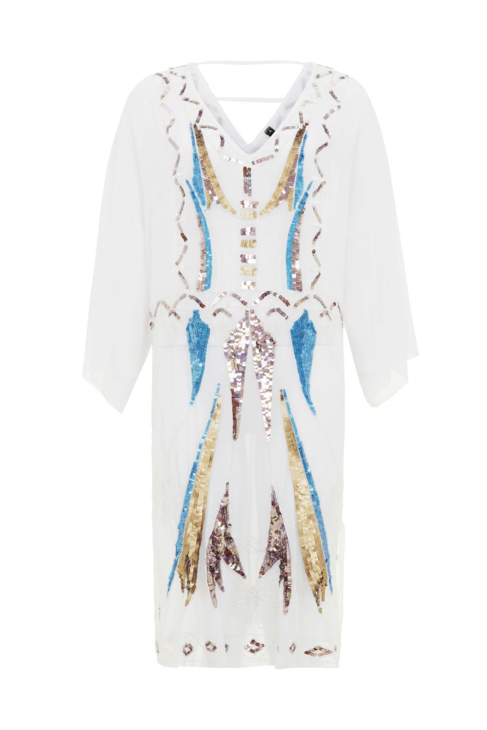 Ladies White Embellished Kaftan dress Beach Coverup 3533 12