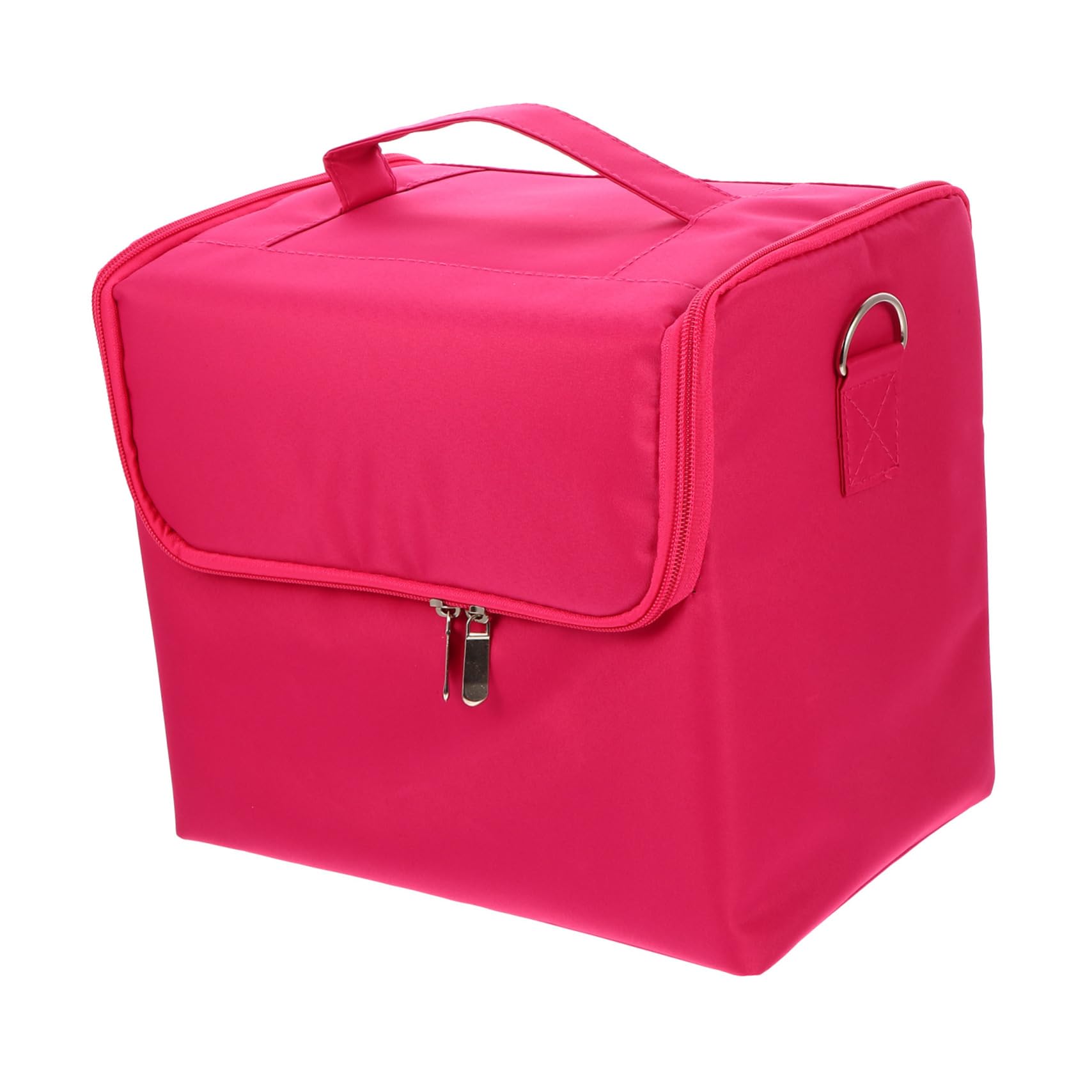 Borsa per Trucchi Oxford Doppia Cerniera e Manico Largo, Organizer Professionale Portatile per Cosmetici per Viaggi e Uso Quotidiano