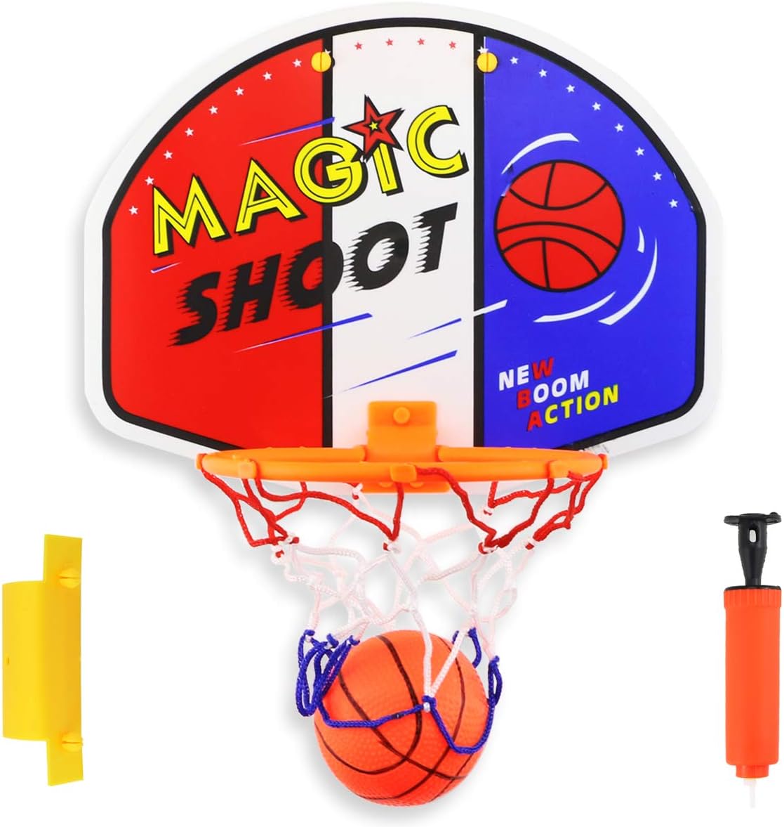 WFPLUS Mini Basketball Hoop Set with Balls & Ball Pump - (10.6" x 8.2") Over The Door Plastic Wall Basketball Hoop Toy Hanger Mount Game for Boys, Girls and Adult Party Family Game ( Simple Assembly )