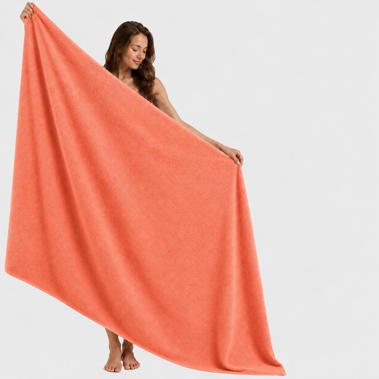 MyStilo XXL Badetuch 100 x 200 cm aus 100% Baumwolle, 625 g/m², extra groß, weich und saugstark (Koralle)