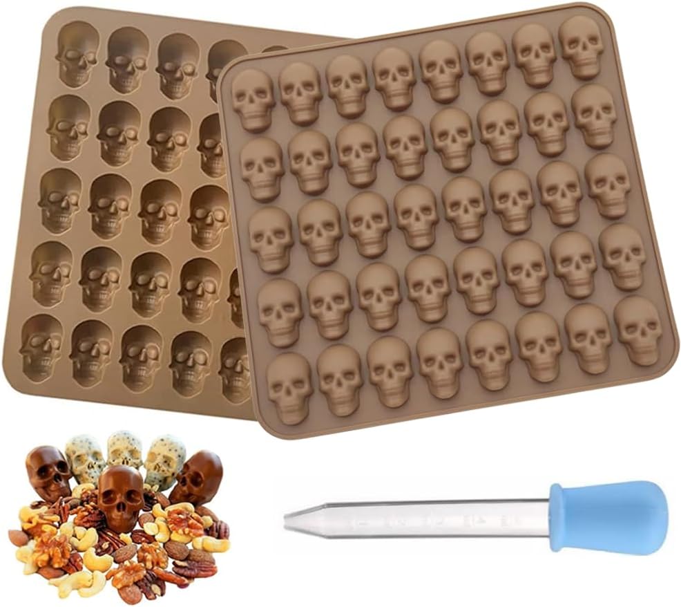 CULEB Totenkopf Silikonform Set - 2 Formen Mit 100 Vertiefungen Für Halloween & Backen
