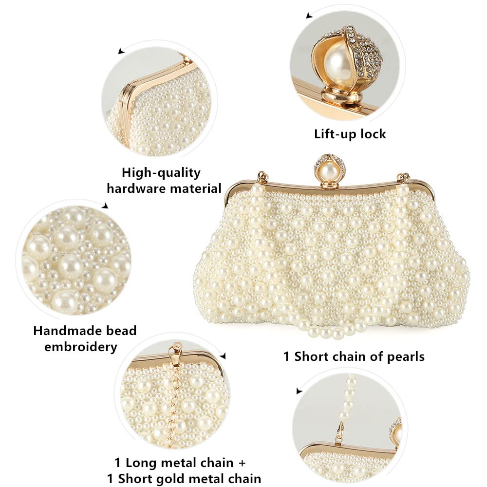 Set Di Gioielli Vintage Con Perle E Pochette Per Donna - 6 Pezzi Per Matrimonio, Ballo E Feste Eleganti - 4