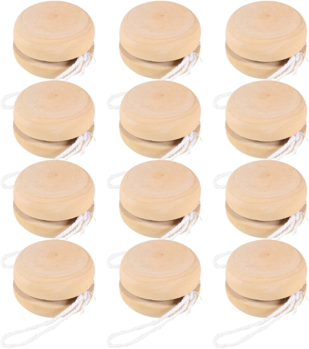 12pcs Wooden Yo-yo Balls Toys for Boys and Girls DIY Drawing Graffiti Balls Boys and Girls's Outdoor Play Toy Party Favors