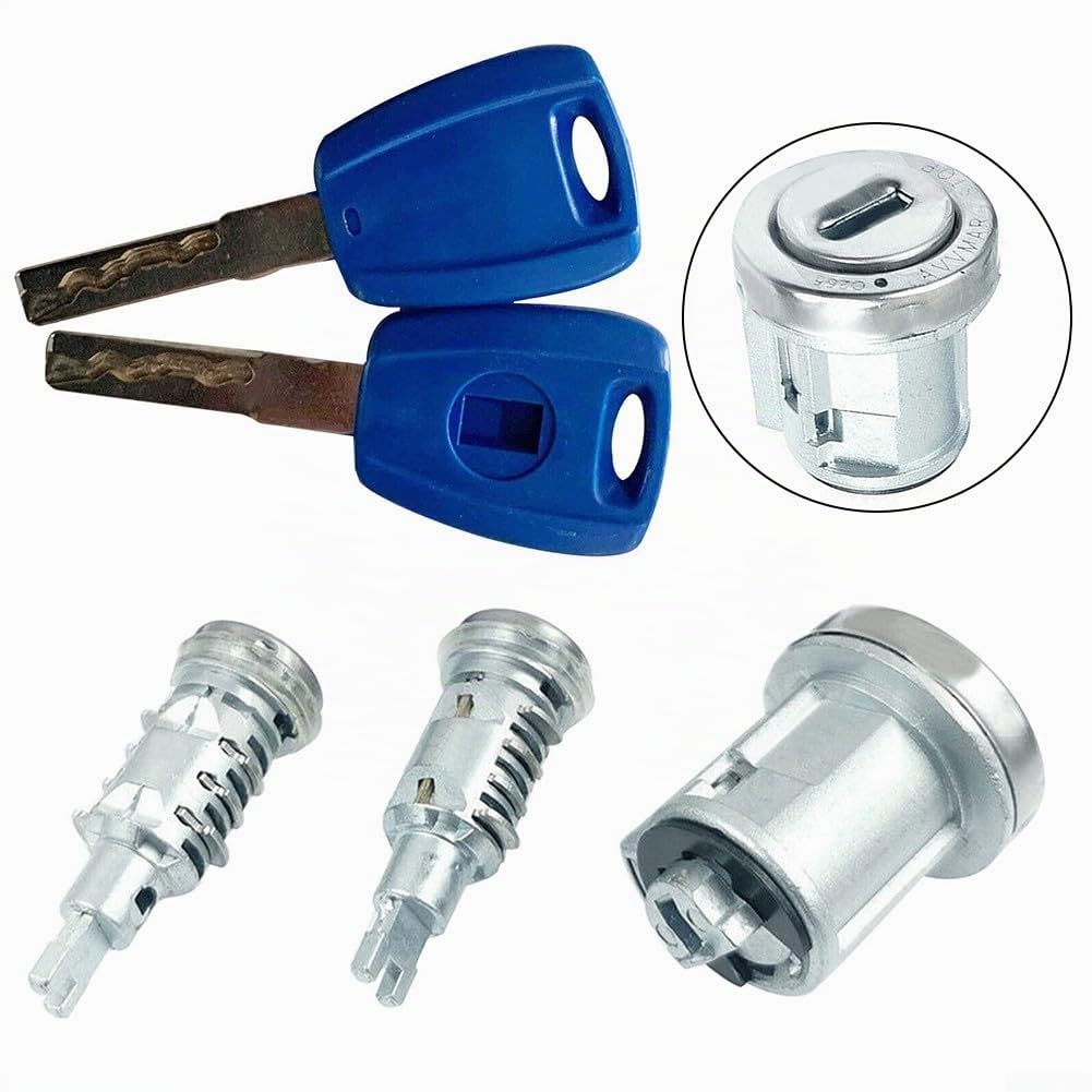 DAZZLEEX Cilindro de Cerradura de Encendido e Interruptor de Encendido Cerradura de Puerta Cilindro Juego de Cerradura de Encendido para Fiat para Doblo para Vauxhall para Combo D