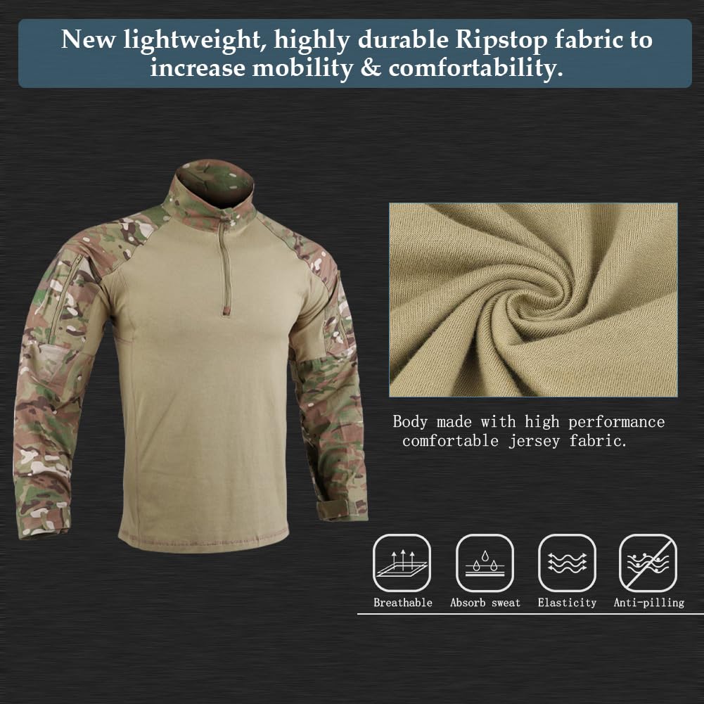 Tactical G4 Camisas de combate para hombre con coderas