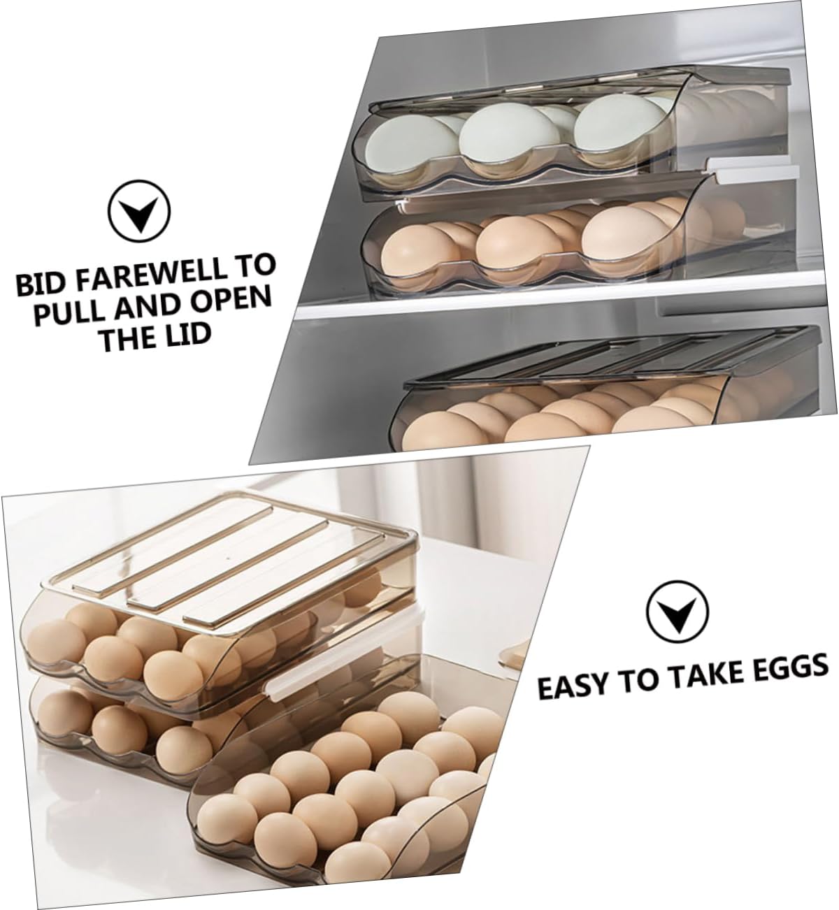 Counter Egg Holder Egg Holder for Fridge Auto Scrolling down Easy Operation Storage Container