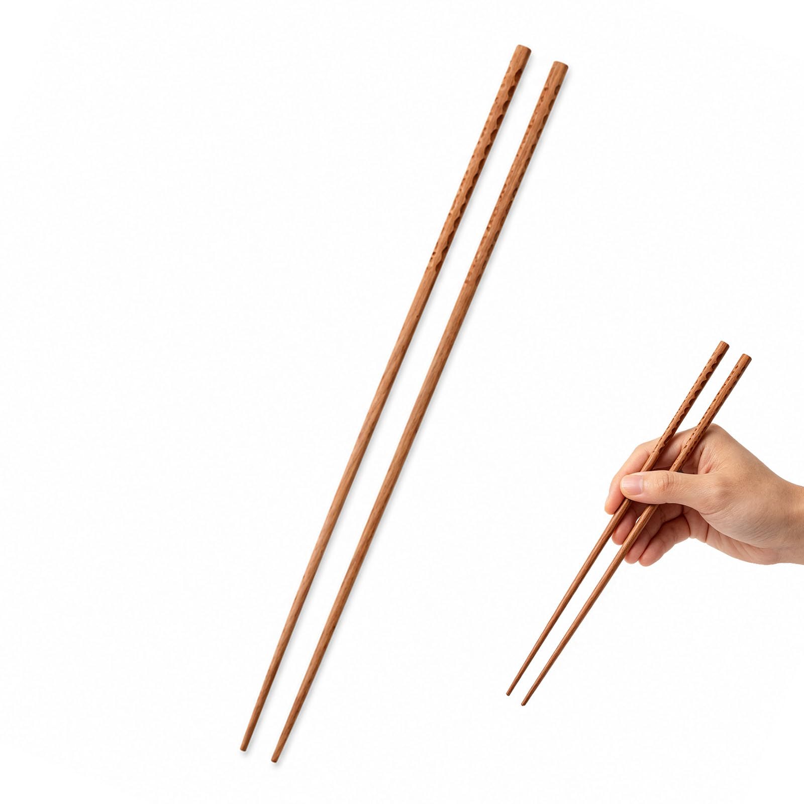 VBSYUYQ 32cm Extra Long Beech Wood Cooking Chopsticks for Hot Pot Frying