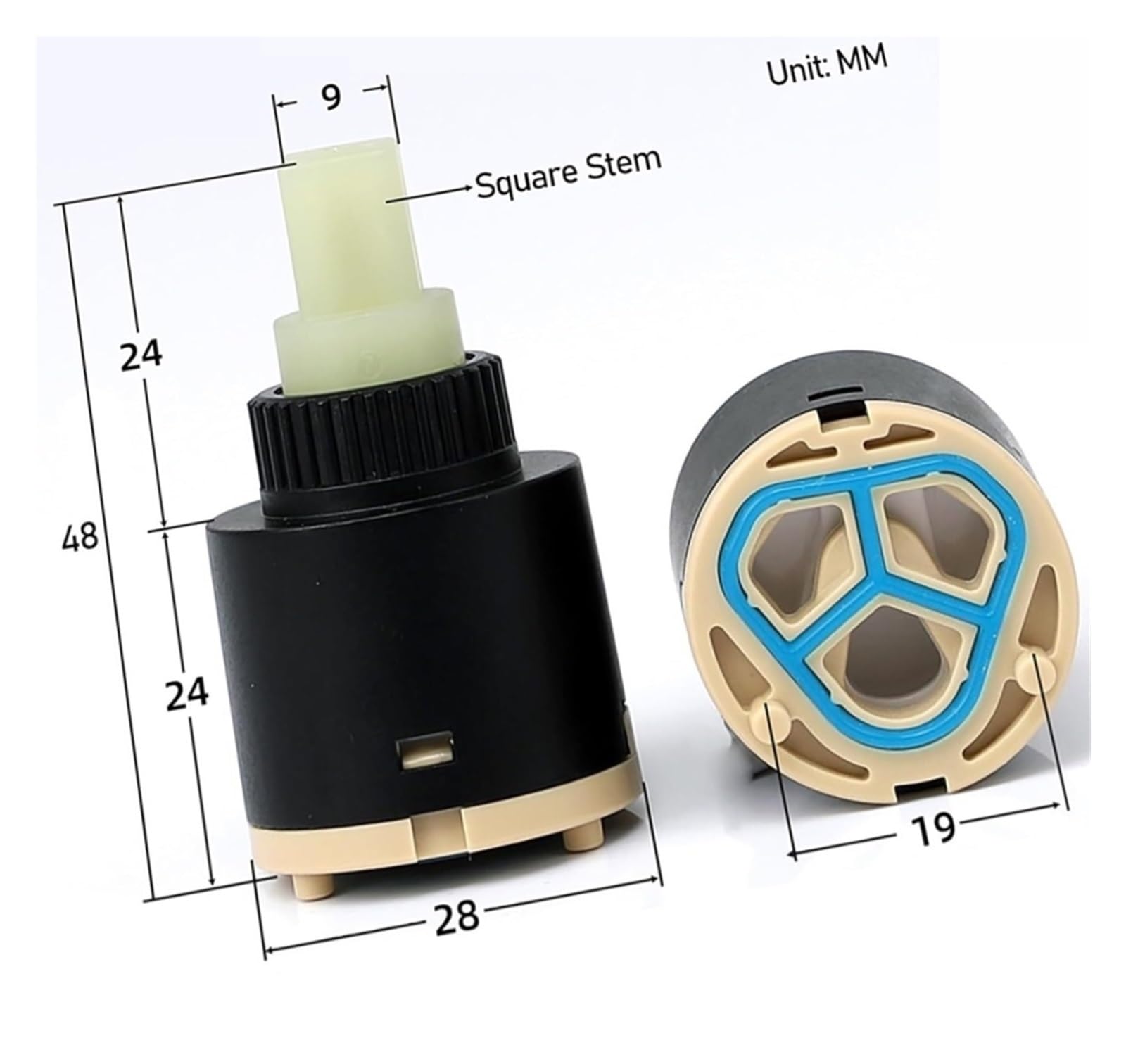 Cartucho de cerámica de 28 mm, pieza de repuesto para grifo de ducha de baño de una sola manija, cartucho duradero para un flujo de agua suave, fácil instalación