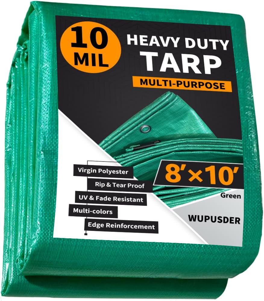 WUPUSDER Tarps Heavy Duty Waterproof, 10Mil Poly Tarps