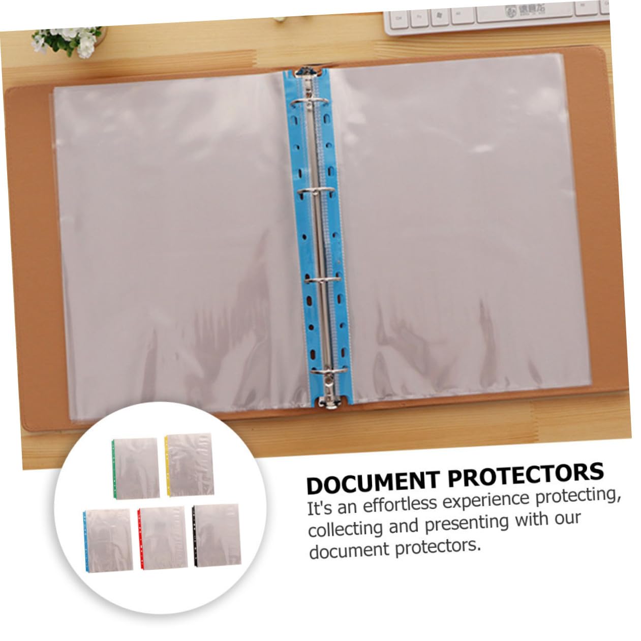 TEHAUX Protège-feuilles Lot de 100 pour Classeur 11 Trous en Pp Transparent Non Statique Pochettes pour Protéger Documents Travail et Usage Personnel