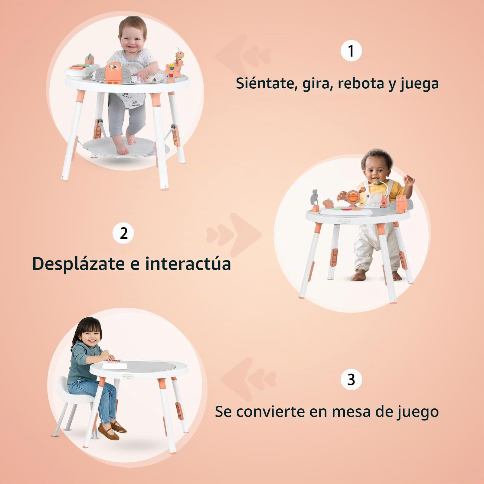 UBRAVOO Centro de Actividades para Bebés, Mesa para Bebés 3 en 1 con Juguetes Extraíbles y Asiento Giratorio 360°, Ideal para el Desarrollo y Entretenimiento del Niño Pequeño (Verde) (Rosa)