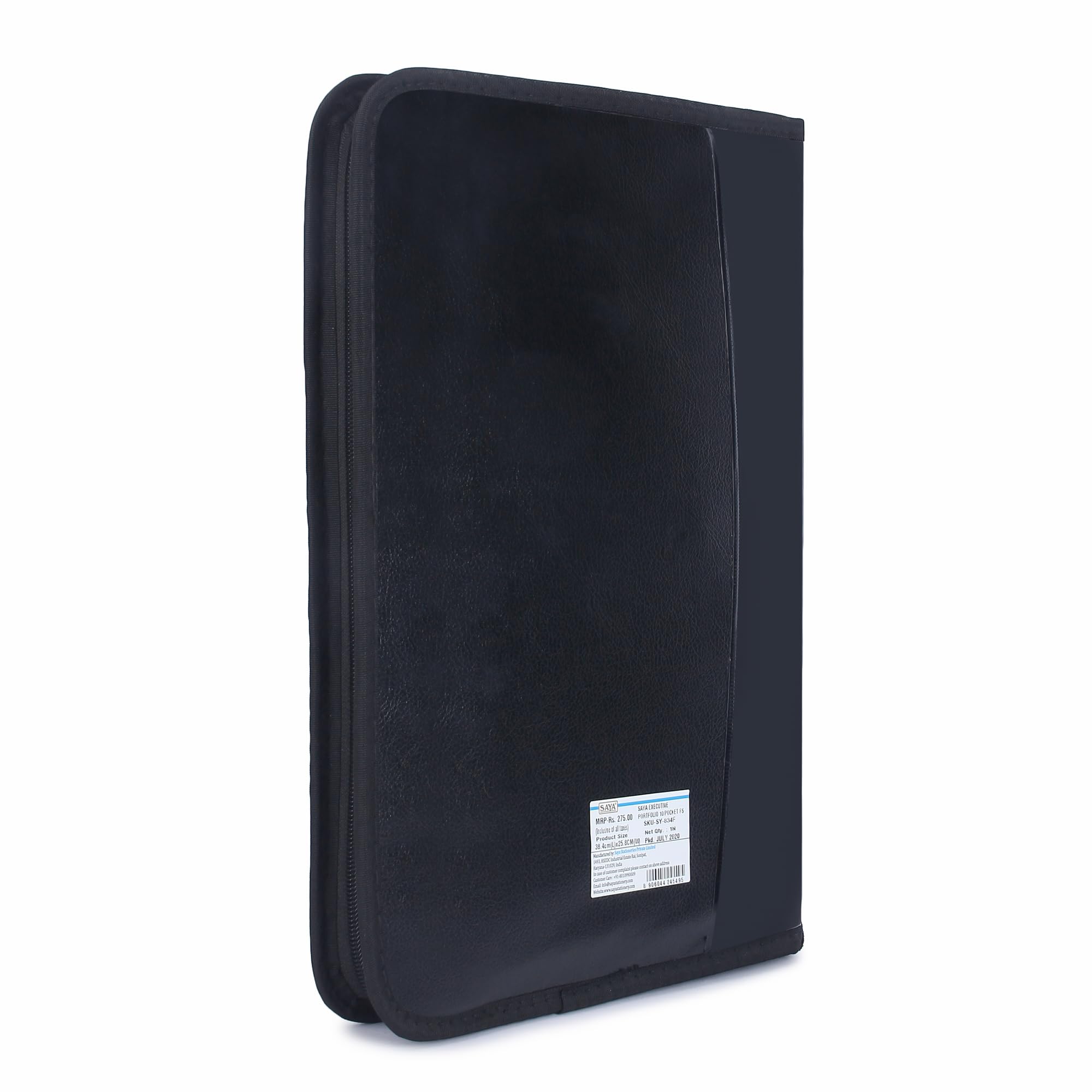 SAYA Cartella portadocumenti Executive con 10 tasche in similpelle con chiusura a cerniera, include carte, supporti per penna, caratteristiche organizzative per certificati A4 FS B4, elegante design