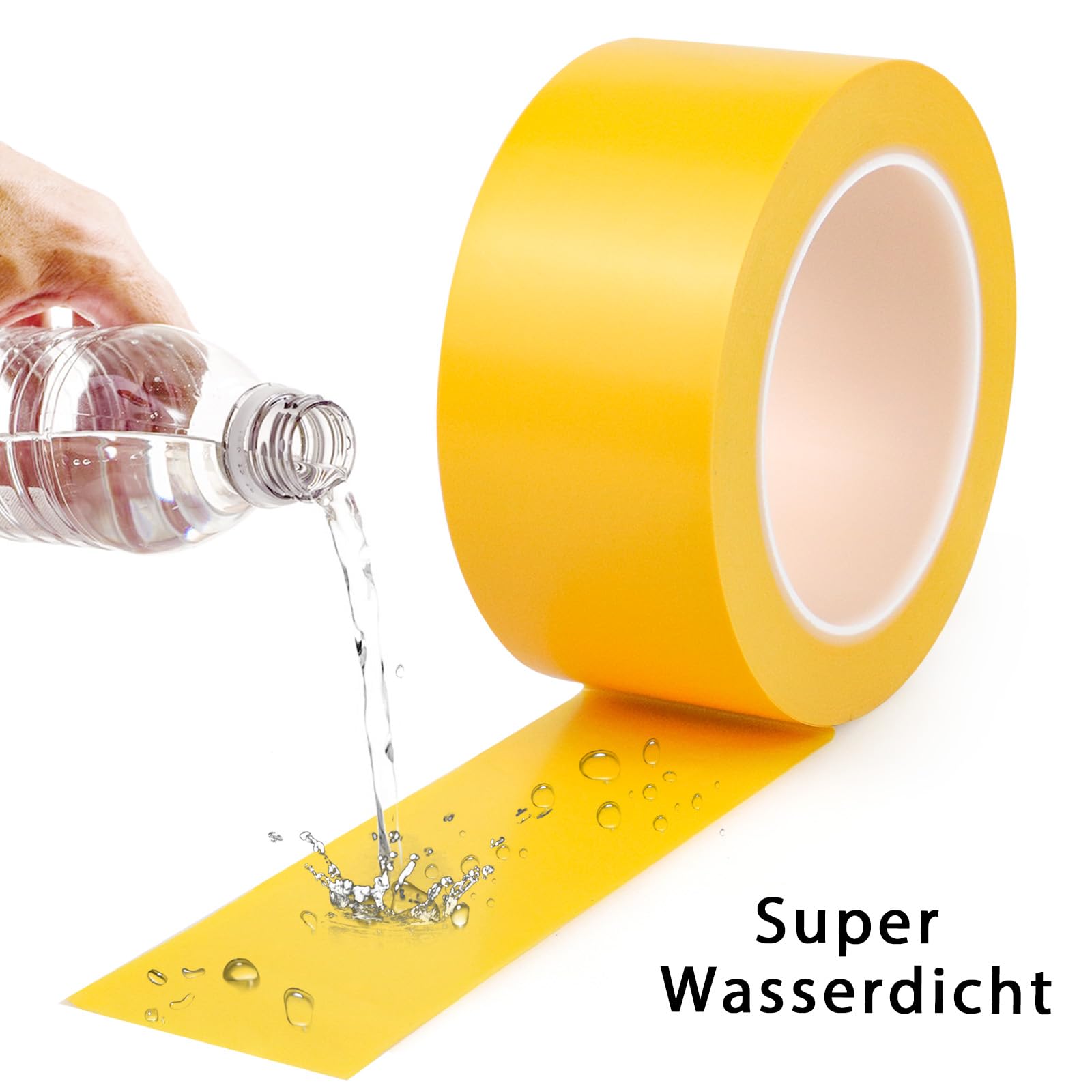 BOMEI PACK 2 Rollen 50mmx33m Warnklebeband Gelb Warnband gefährlicher Warnung PVC Selbstklebend Markierungs Klebeband Für Warnmakierungen Und Bodenkennzeichnungen