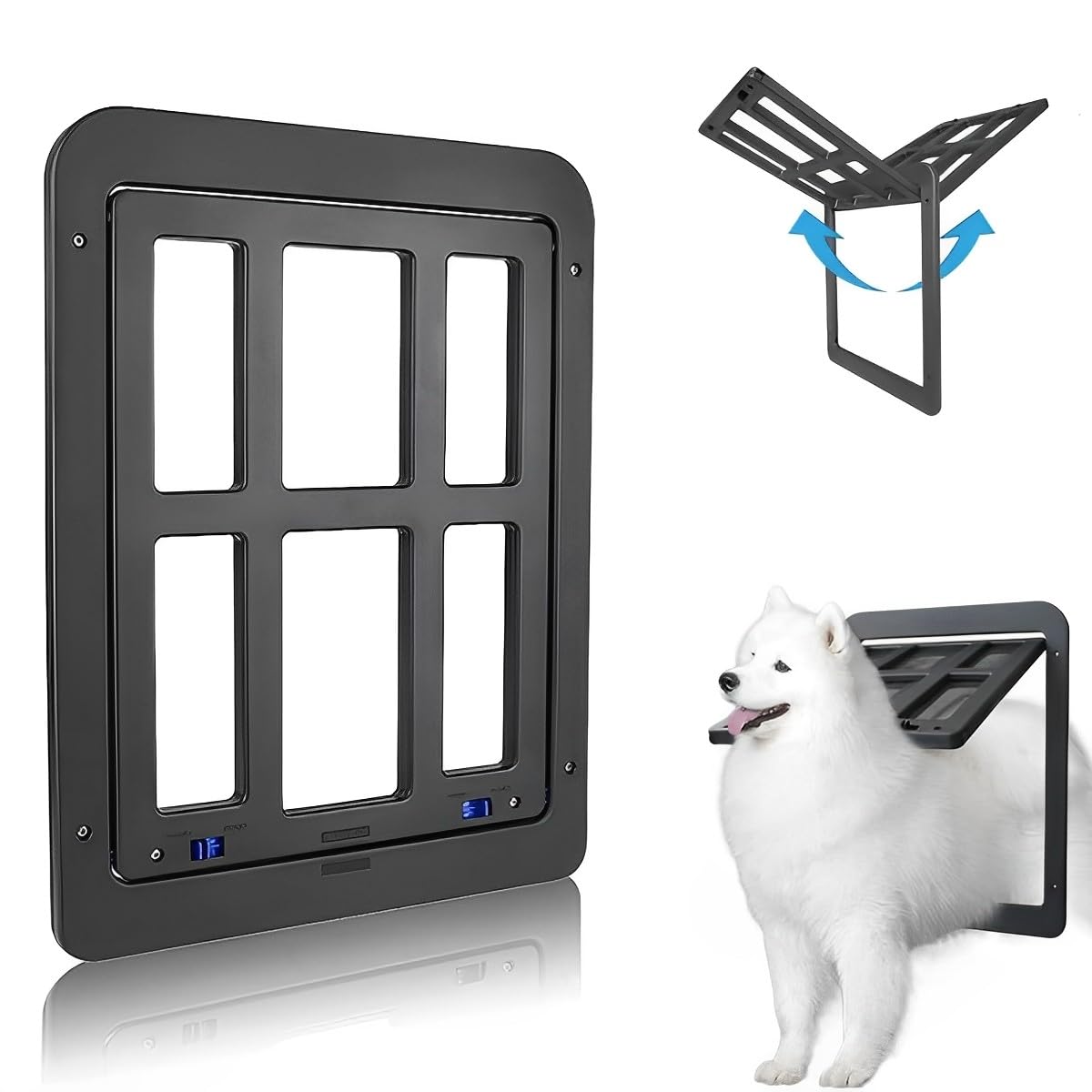 Beauenty Pet Dog Door Screen Door,Doggy Door Sliding Porch Door,Screen Door with Doggie Door Built in,Large Dog Screen Door, Magnetic Swing Flap, Lockable,Sturdy Dog Door Screen Door(Black,44CM*34CM)