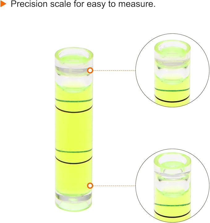 HARFINGTON 6pcs Nivel de Burbuja Cilíndrico Pequeño 8x35mm miniatura 5